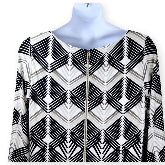 Eliza J Black White Pink Geometric Jersey Stretch Shift Dress 16W - Picture 4 of 10